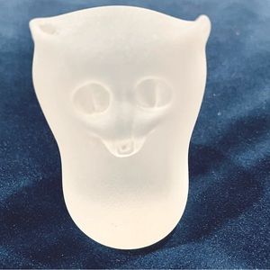Strauss glass Owl frosted paperweight/figurine vintage 2 3/4" tall